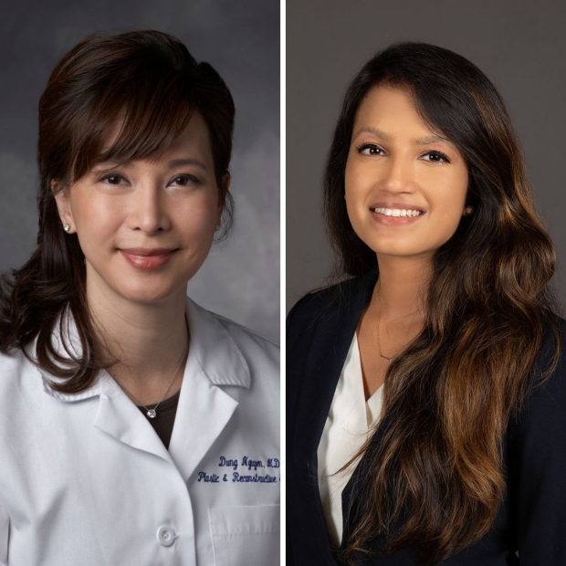 Professor Dr. Dung Nguyen and mentee, Resident Pooja Yesantharao, receive the Stanford Cancer Center Clinical Innovation Fund